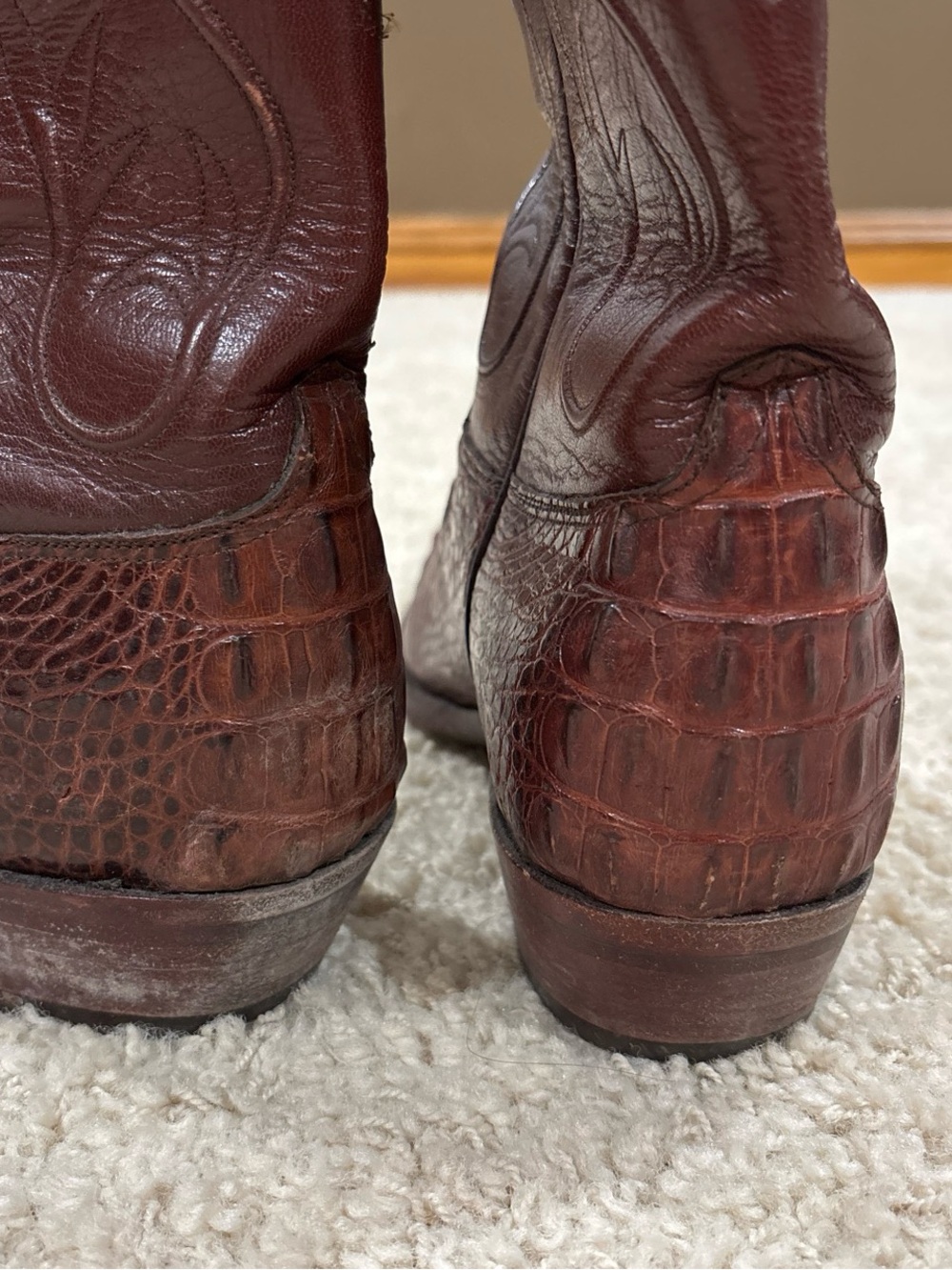 VTG Black Jack Handmade Brown Exotic Caiman Leather Western Boots Men’s 10.5 D - Picture 9 of 10
